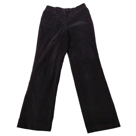Vintage Velour Pants Women's Black Soft Trousers Stretch Zip Pockets Size 12 - Picture 1 of 13
